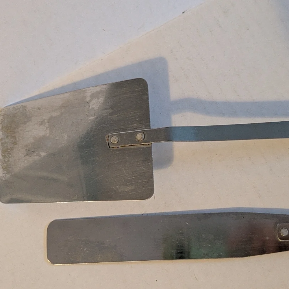 Vintage Enameled Stainless Steel Spatula Set. MCM.